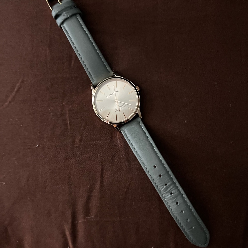 Monroe Rose Gold Sunburst Watch | Gray Leather Strap | 36mm